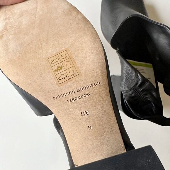 Sigerson Morrison Lenny Twisted Slingback Leather Sandals Black Women's 8.5 - Picture 11 of 13